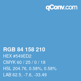 カラーコード: RGB 84 158 210 | qconv.com