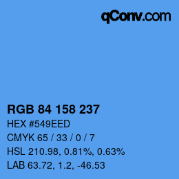 颜色代码: RGB 84 158 237 | qconv.com