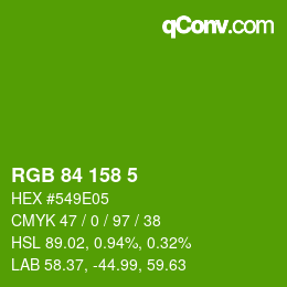 Color code: RGB 84 158 5 | qconv.com