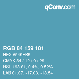 Código de color: RGB 84 159 181 | qconv.com