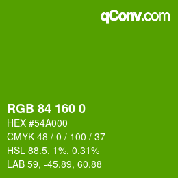 Color code: RGB 84 160 0 | qconv.com