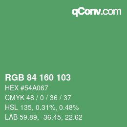 Color code: RGB 84 160 103 | qconv.com