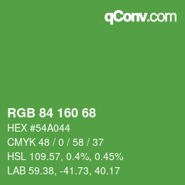 カラーコード: RGB 84 160 68 | qconv.com