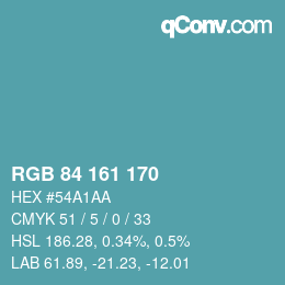 Color code: RGB 84 161 170 | qconv.com