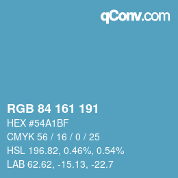 Color code: RGB 84 161 191 | qconv.com