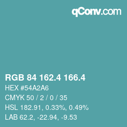 カラーコード: RGB 84 162.4 166.4 | qconv.com