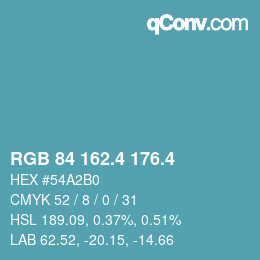 カラーコード: RGB 84 162.4 176.4 | qconv.com