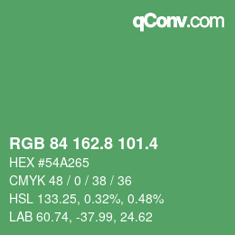 カラーコード: RGB 84 162.8 101.4 | qconv.com