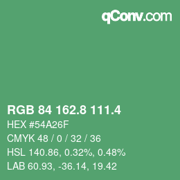 カラーコード: RGB 84 162.8 111.4 | qconv.com
