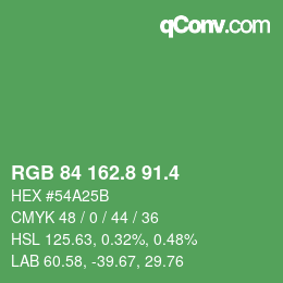 カラーコード: RGB 84 162.8 91.4 | qconv.com
