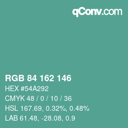 Color code: RGB 84 162 146 | qconv.com