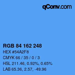 カラーコード: RGB 84 162 248 | qconv.com