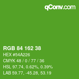 Color code: RGB 84 162 38 | qconv.com