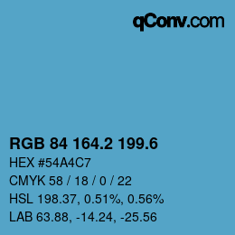 カラーコード: RGB 84 164.2 199.6 | qconv.com