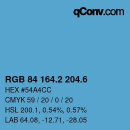 カラーコード: RGB 84 164.2 204.6 | qconv.com