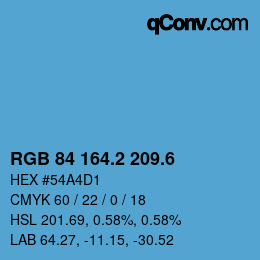 カラーコード: RGB 84 164.2 209.6 | qconv.com