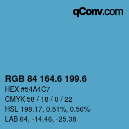 カラーコード: RGB 84 164.6 199.6 | qconv.com