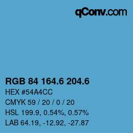 カラーコード: RGB 84 164.6 204.6 | qconv.com