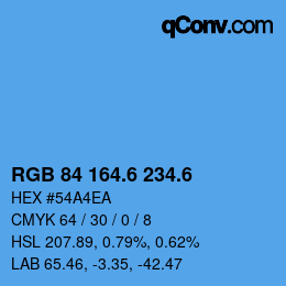 カラーコード: RGB 84 164.6 234.6 | qconv.com