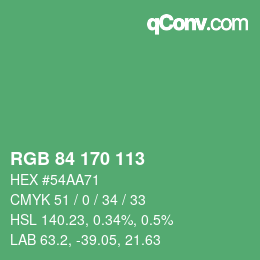 颜色代码: RGB 84 170 113 | qconv.com