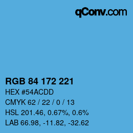 Color code: RGB 84 172 221 | qconv.com
