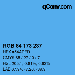 カラーコード: RGB 84 173 237 | qconv.com