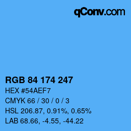 Color code: RGB 84 174 247 | qconv.com