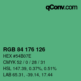 颜色代码: RGB 84 176 126 | qconv.com