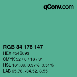 Farbcode: RGB 84 176 147 | qconv.com