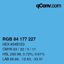 Color code: RGB 84 177 227 | qconv.com