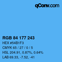 Color code: RGB 84 177 243 | qconv.com