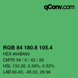 カラーコード: RGB 84 180.8 105.4 | qconv.com