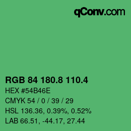 カラーコード: RGB 84 180.8 110.4 | qconv.com