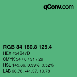カラーコード: RGB 84 180.8 125.4 | qconv.com