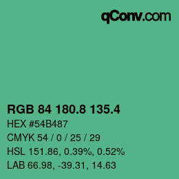 カラーコード: RGB 84 180.8 135.4 | qconv.com