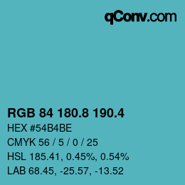 カラーコード: RGB 84 180.8 190.4 | qconv.com