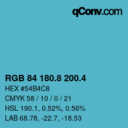 カラーコード: RGB 84 180.8 200.4 | qconv.com