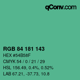 カラーコード: RGB 84 181 143 | qconv.com