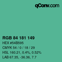 Color code: RGB 84 181 149 | qconv.com