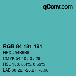 Código de color: RGB 84 181 181 | qconv.com