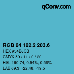 カラーコード: RGB 84 182.2 203.6 | qconv.com