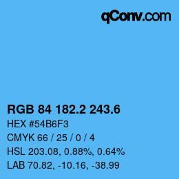 カラーコード: RGB 84 182.2 243.6 | qconv.com