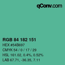 Farbcode: RGB 84 182 151 | qconv.com