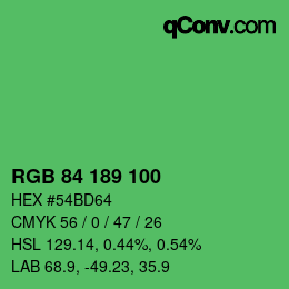 Color code: RGB 84 189 100 | qconv.com