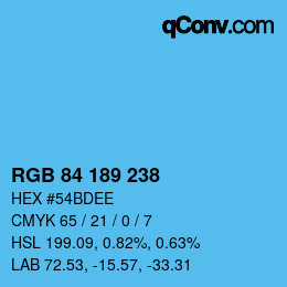 Color code: RGB 84 189 238 | qconv.com