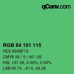 颜色代码: RGB 84 191 115 | qconv.com