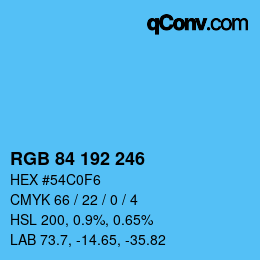 Color code: RGB 84 192 246 | qconv.com