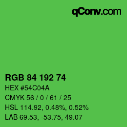 Color code: RGB 84 192 74 | qconv.com