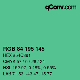 Color code: RGB 84 195 145 | qconv.com