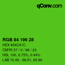 颜色代码: RGB 84 196 28 | qconv.com